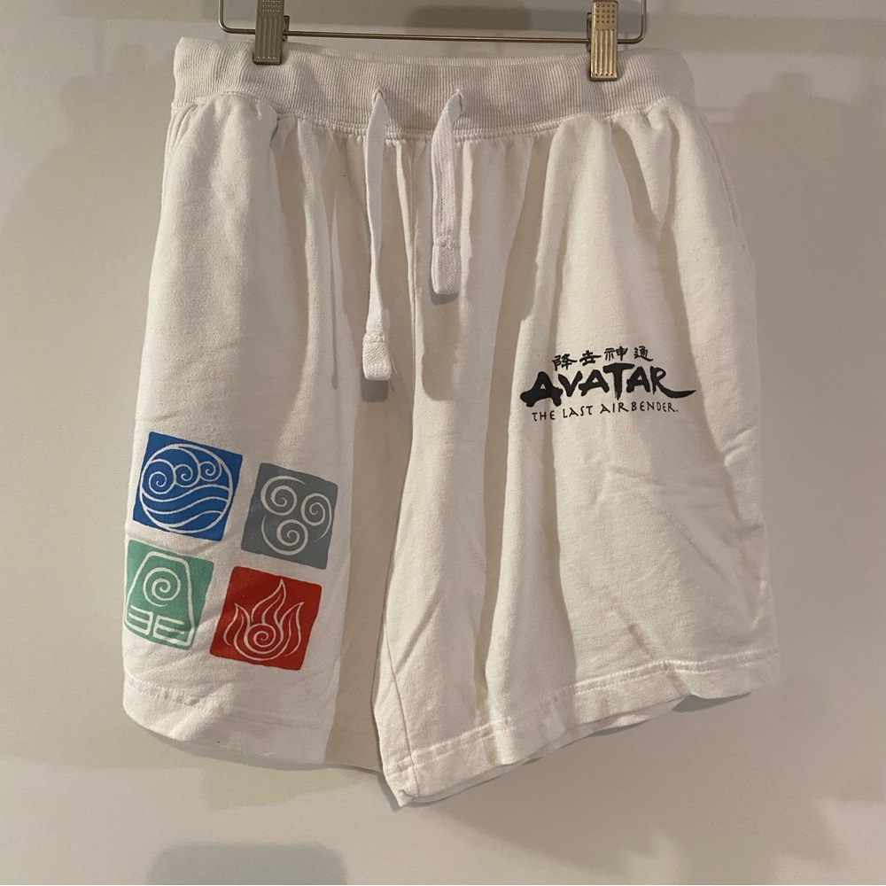 Avatar The Last Airbender Elements Elastic Waist With Drawstring White Shorts